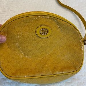 Vintage Gucci Monogram Oval Yellow Cross Body Bag